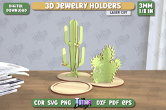 Jewelry Holder Laser Cut|Cactus Jewelry Stand|Earrings Stand Product Image 1