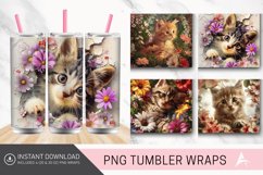 3D Kitten Flowers Tumbler wrap Product Image 1