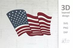 4th of July American flag SVG, Patriotic 3D layered SVG file Product Image 1
