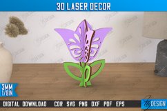 3D Laser Décor | Flower Shape | Wooden Decorative Figurine Product Image 1