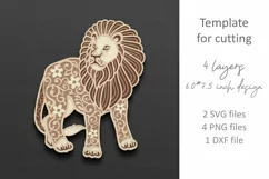 Lion SVG, 3D layered Floral Lion paper laser cutting files Product Image 2