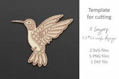 Hummingbird SVG, 3D layered Bird paper laser cutting files Product Image 2