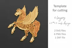 Pegasus Horse SVG, 3D layered paper laser cutting files Product Image 2