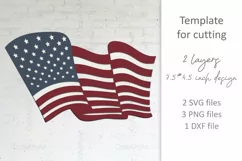 4th of July American flag SVG, Patriotic 3D layered SVG file Product Image 2