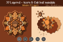3D Layered Acorn &amp; Oak Leaf Mandala Product Image 1