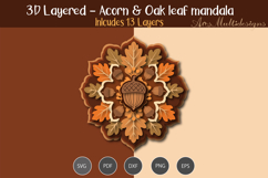 3D Layered Acorn &amp; Oak Leaf Mandala Product Image 2