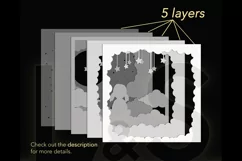 Layered baby nursery light box svg cut files download with paper cut little girl sitting on clouds looking at the moon and customizable name