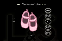 Personalized Baby Christmas ornament svg file with baby girl shoes