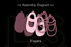 3D layered baby Christmas ornament svg file with baby girl shoes and customizable text