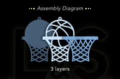 3D layered Christmas ornament svg file with basket ball and customizable text