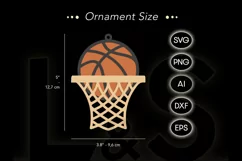 Personalized Christmas ornament svg file with layered basket ball 