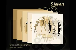 Layered dog light box svg cut files download with paper cut male and female couple with dog design