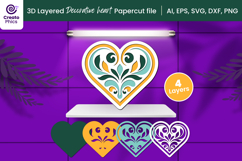 3D layered decorative heart paper cutting file 39