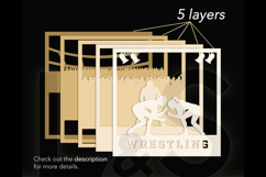 Girls Wrestling Shadow Box Svg Design | Paper Cut Template Product Image 3