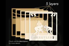 Girls Wrestling Shadow Box Svg Design | Paper Cut Template Product Image 3