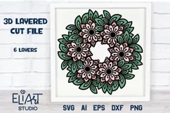 3d layered floral mandala svg cut file for cutting machine flowers wreath design