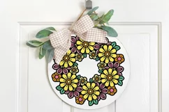 3d layered Floral Wreath svg cut porch sign paper cut design