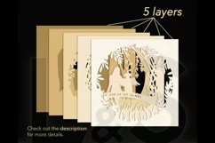 Layered dog memorial light box svg cut files download with paper cut girl with angel dog on a bridge looking at the moon