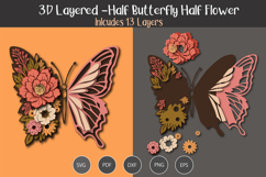 3D Layered Half butterfly half flower Product Image 1