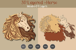 3D Layered Horse SVG Product Image 1
