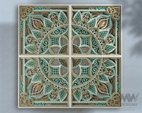 3D layered mandala SVG file designed for Cricut projects, featuring fine line work