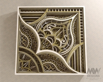 3D layered mandala design shown as elegant wall decor