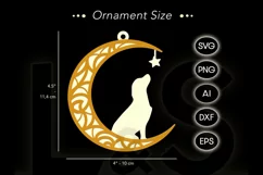 3D layered Christmas ornament svg file with dog on moon design