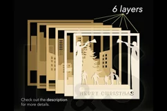 Layered Christmas lightbox svg cut files download with paper cut Christmas at New York's Rockefeller Center design