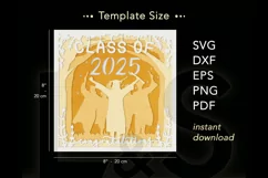 Layered graduation shadow box svg cut files download with paper cut college girl graduate celebrating with friends