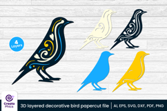 3d layered-papercut svg-papercut-laser cut-paper cutting-bird svg-birds papercut-decorative