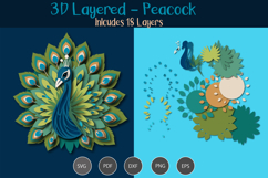 3D Layered Peacock SVG Product Image 1