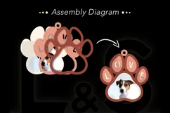3D layered Christmas ornament svg file with dog paw and possibility to add pet photo