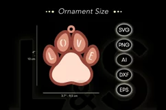 Personalized pet Christmas ornament svg file with dog paw