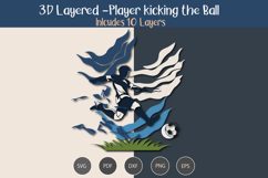 3D Layered Player Kicking the ball SVG Product Image 3