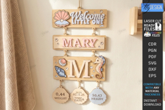 Baby Birth Announcement Sign Laser Cut | New Born Name Plate Product Image 1