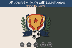 3D Layered Trophy with Laurel Leaves Product Image 3