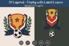 3D Layered Trophy with Laurel Leaves Product Image 1