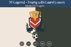 3D Layered Trophy with Laurel Leaves Product Image 2