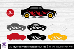 3D layered car papercut file | vehicle laser cut SVG bundle Product Image 3
