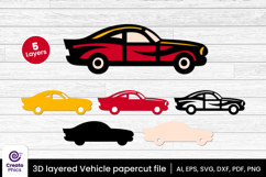 3D layered car papercut file | vehicle laser cut SVG bundle Product Image 4