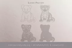 3D Baby Tiger SVG, 3D layered paper cut, Baby Animals SVG Product Image 2