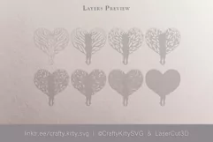 3D Love SVG, Heart Tree of Love SVG, 3D layered paper cut Product Image 3