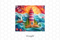 3D Lighthouse 20 oz Skinny Tumbler Wrap Sublimation Design