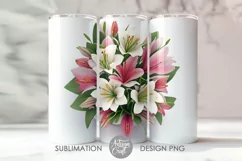 3d lilies tumbler wrap for sublimation as digital download 