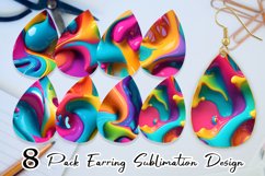 3D Liquid Colorful Earring teardrop sublimation design Product Image 1