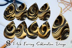 Earring teardrop sublimation 3D Liquid wave black and gold Product Image 1