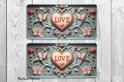 3D Valentine License Car Plate PNG | Vintage Style Heart Product Image 2