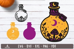 3d Magic Potion Bottle Halloween Layered SVG design