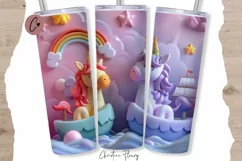 3D Magical Unicorn Kingdom Tumbler Wrap PNG Product Image 1
