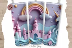 3D Magical Unicorn Kingdom Tumbler Wrap PNG Product Image 1